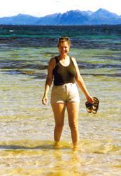 Diana at beach on island of ONa, Norway